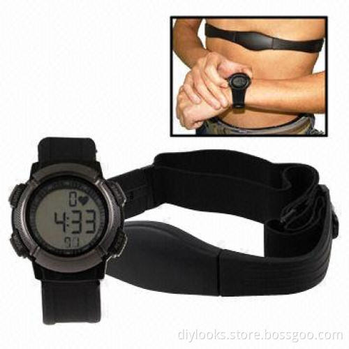 Heartbeat Rate Monitor Watch with Adjustable Chest Transmitter Band